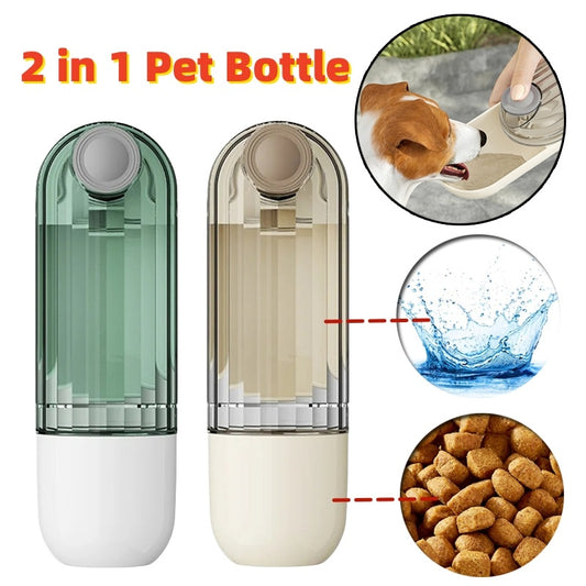 2-in-1 Portable Dog Water & Food Bottle – Travel Essential!
